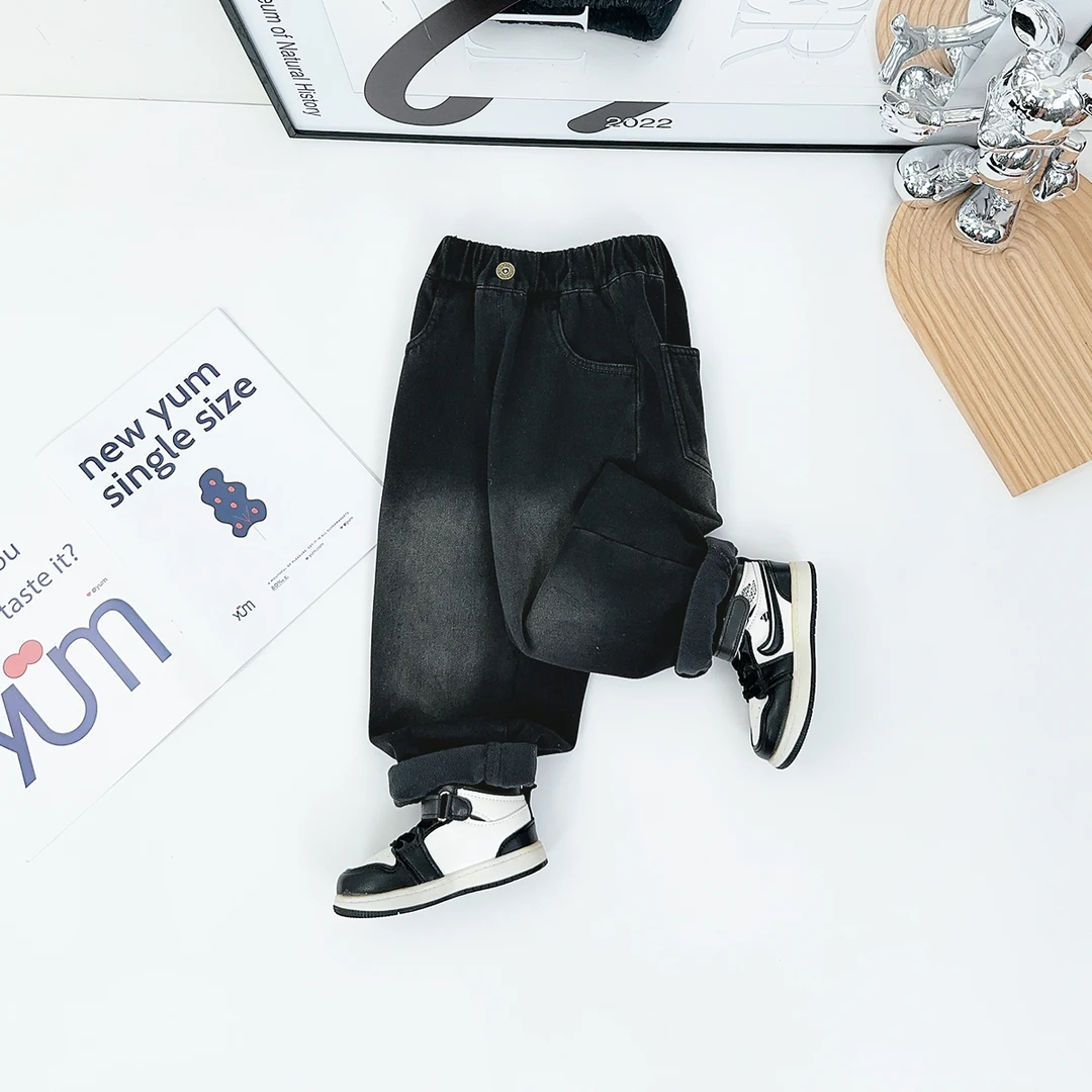 男童牛仔裤加绒裤子儿童2024新款秋冬装 D-WK24198 悠悠童话童装