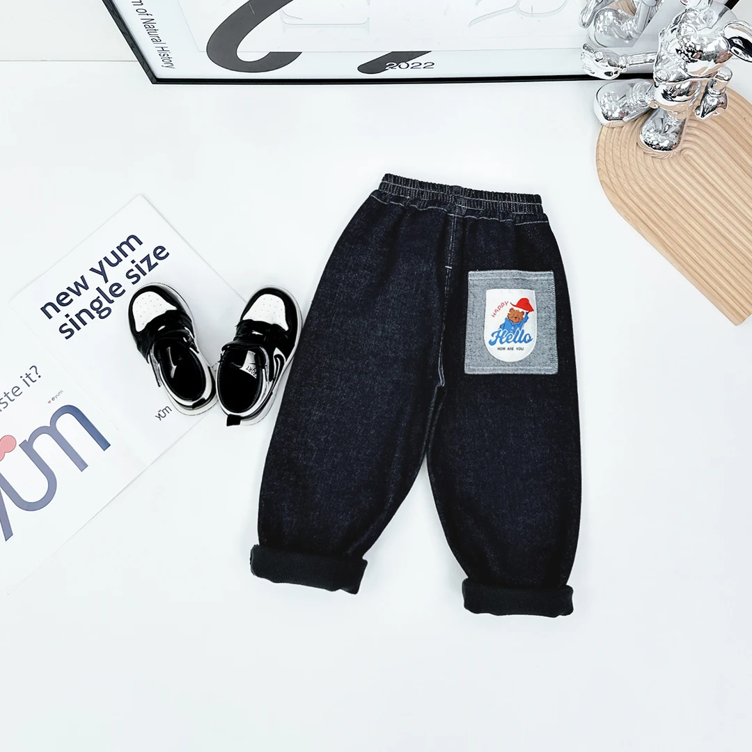 男童牛仔裤加绒裤子儿童2024新款秋冬装 D-FB24193 悠悠童话童装