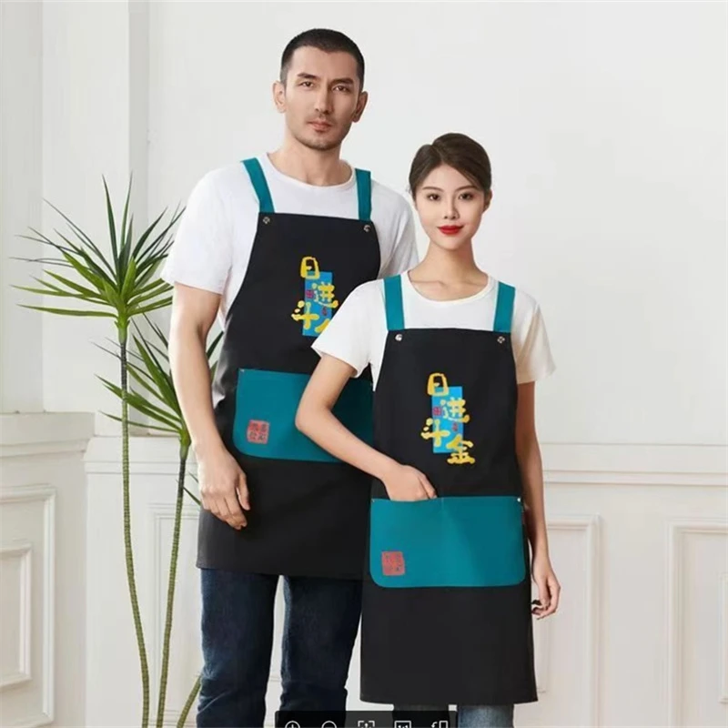 日进斗金时尚涤棉纱卡防污耐磨清洁款家务围腰双肩美背围裙