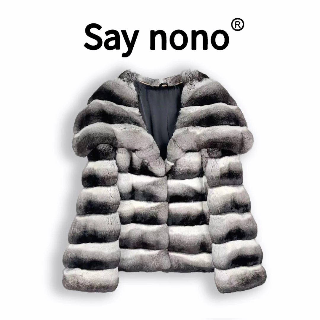 懒猫nono│Saynono 轻奢气质青蓝紫大翻领皮毛皮外套WD11690