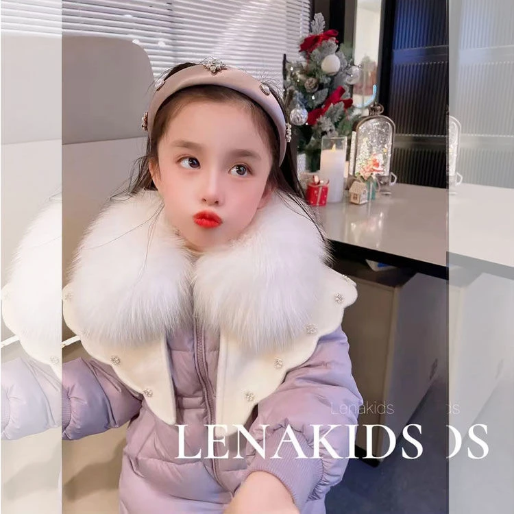 朵美巴拉巴拉宝宝女童冬季棉服加厚2023新款Lenakis云朵翻领棉袄