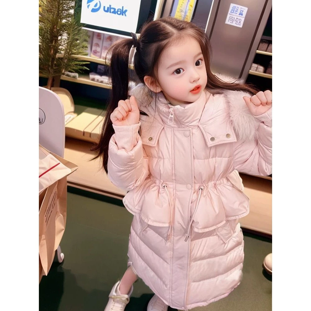 朵美巴拉巴拉宝宝女童棉服冬季2023新款洋气中长款棉衣棉袄收腰加