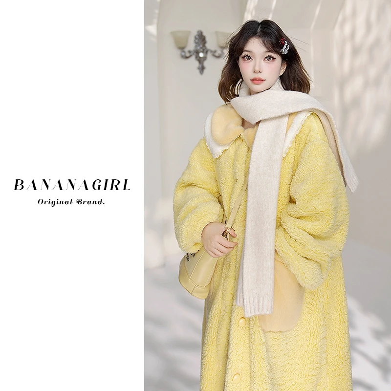 Bananagirl【小黄桃】睡衣女秋冬季中长款睡袍加绒加厚家居服可外穿