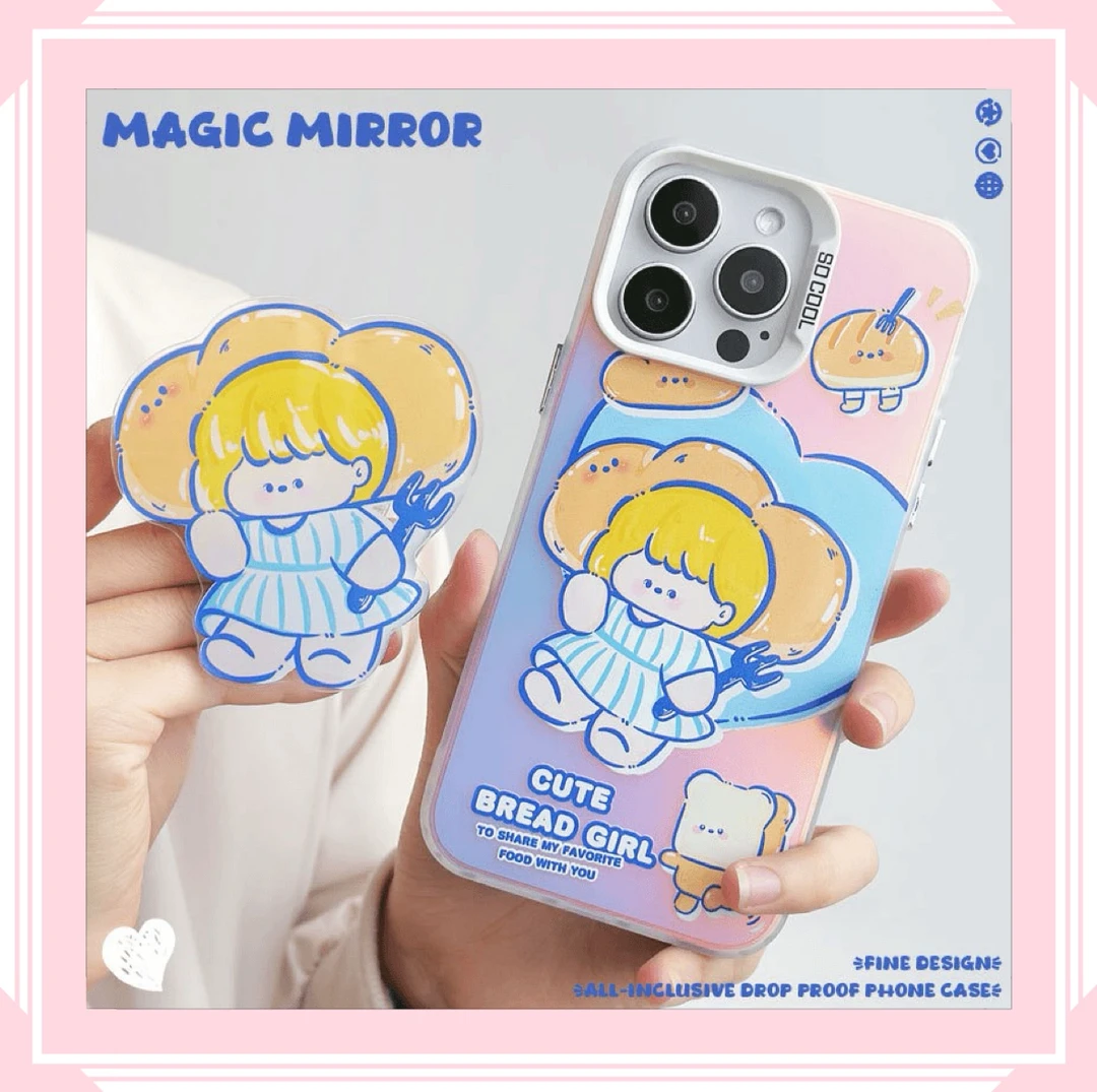 iPhone13手机壳苹果15/14适用12磨砂镭射华为MATE60磁吸支架可爱