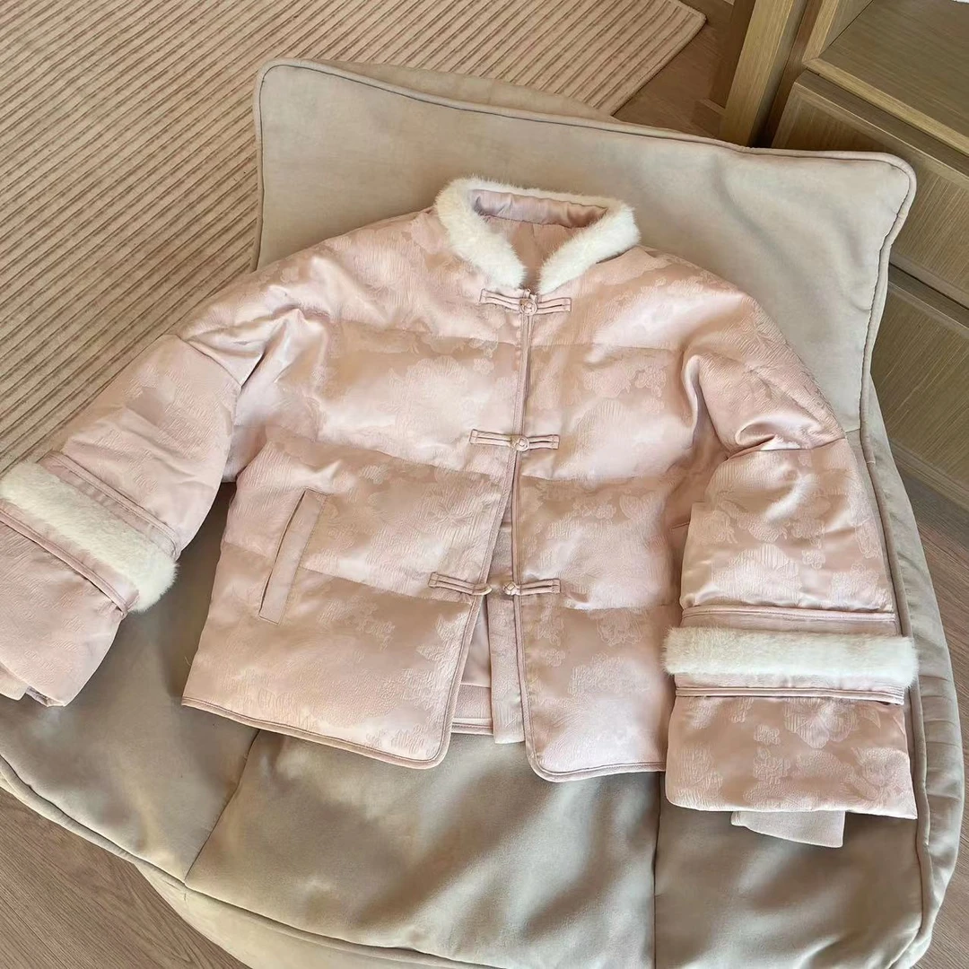 YUE【梅雨潭】8195冬季新款新中式国风中长款羽绒服女2024新款爆款