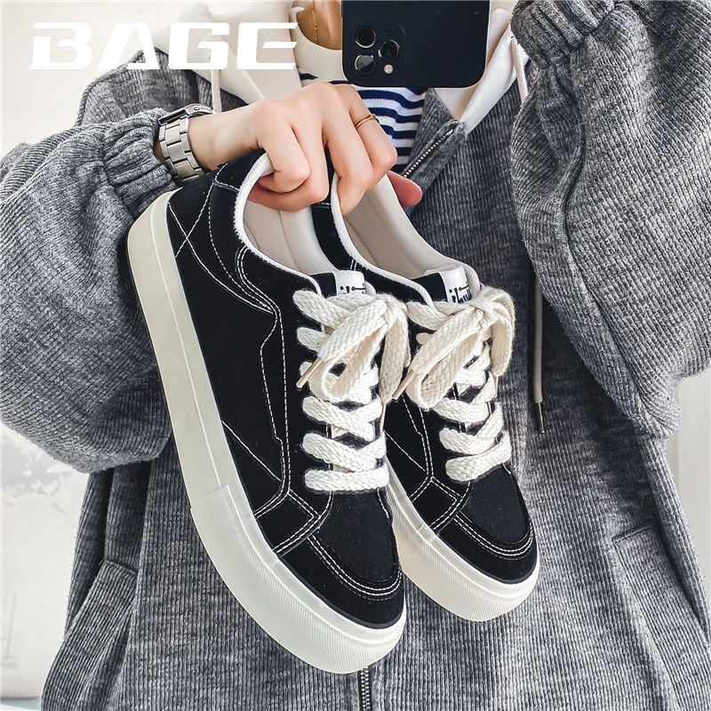 八哥春季透气帆布板鞋男士百搭低帮韩版潮流ins系带小众港风潮鞋