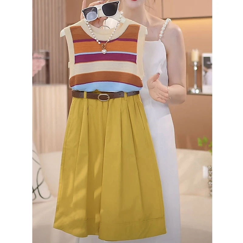 女童夏装套装2024新款洋气女孩夏季时髦短袖背心儿童阔腿裤两件套