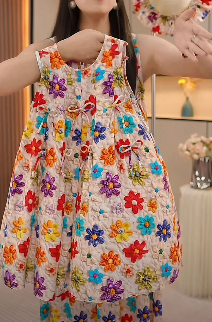 【送帽子】女童无袖连衣裙夏季新款花仙子宝宝可爱公主背心碎花童裙