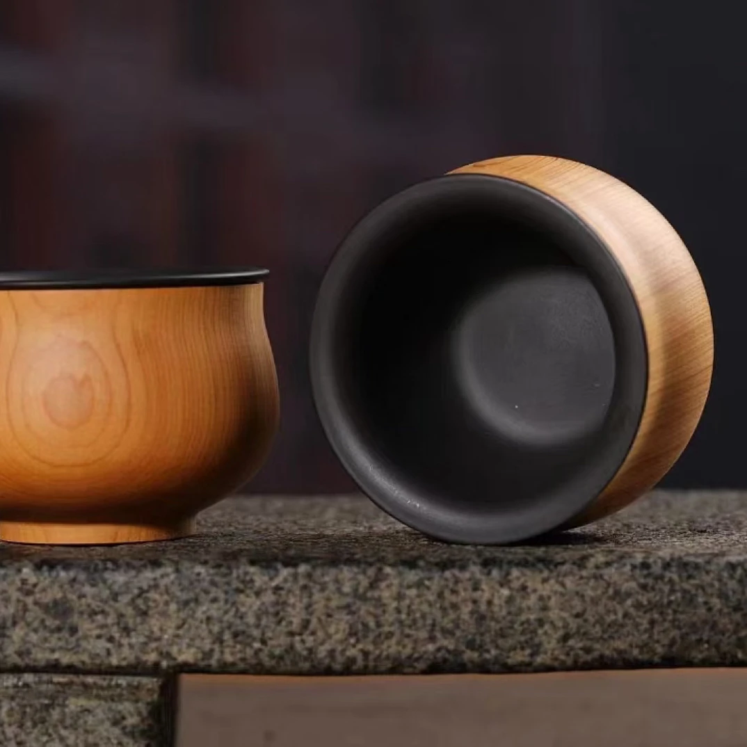 原木实木主人杯 金丝楠茶杯 乌木阴沉木茶杯