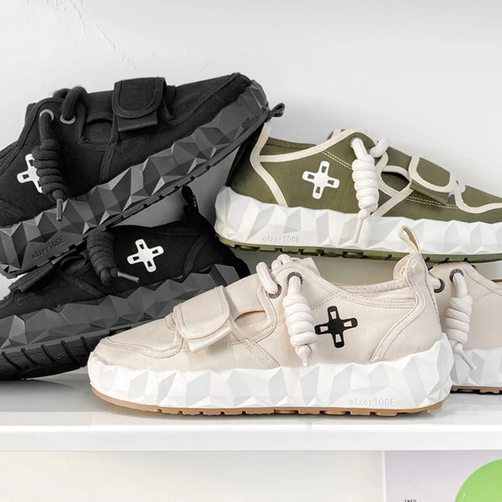 夏季丑萌低帮潮流百搭厚底帆布时尚潮鞋运动休闲板鞋潮流懒人鞋