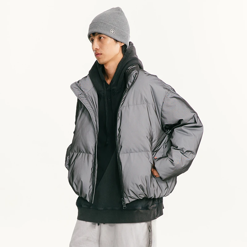 冬季三防反光短款羽绒服男女加厚保暖面包服2024新款潮牌宽松外套