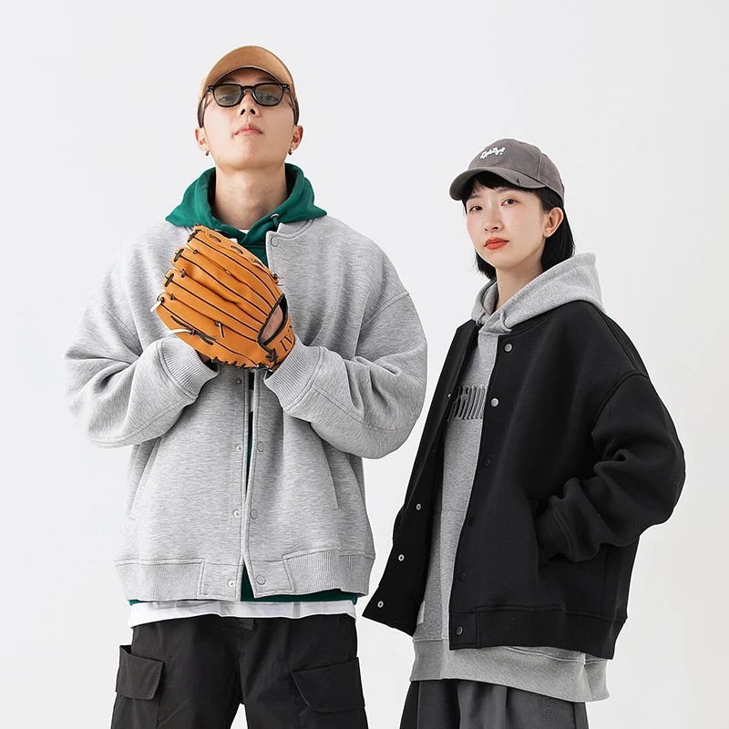 BOGEDIT秋季水洗太空棉棒球服潮流宽松百搭情侣夹克休闲男外套