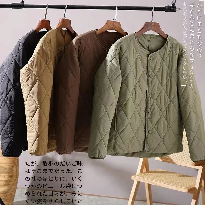 山系复古加厚菱形格保暖棉衣