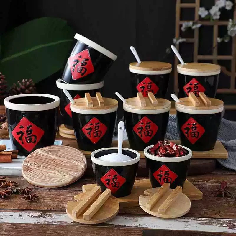 创意小福字缸小酱缸烧烤福缸小陶瓷调料调味缸陶瓷酒店辣椒盐缸