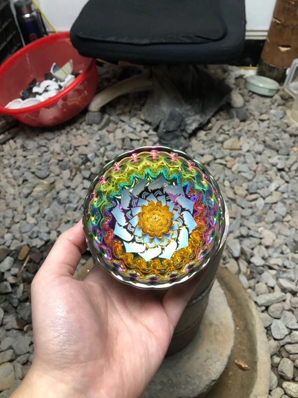 七彩 蓝色妖姬 金莲花茶杯