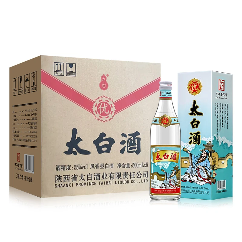 太白复古版优纪太白（盒装）凤香型纯良酿造优级白酒55度500ml*6瓶
