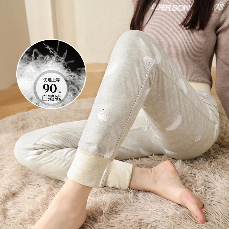 内穿打底羽绒裤女冬季加绒加厚白鹅绒加长版高腰显瘦弹力保暖棉裤