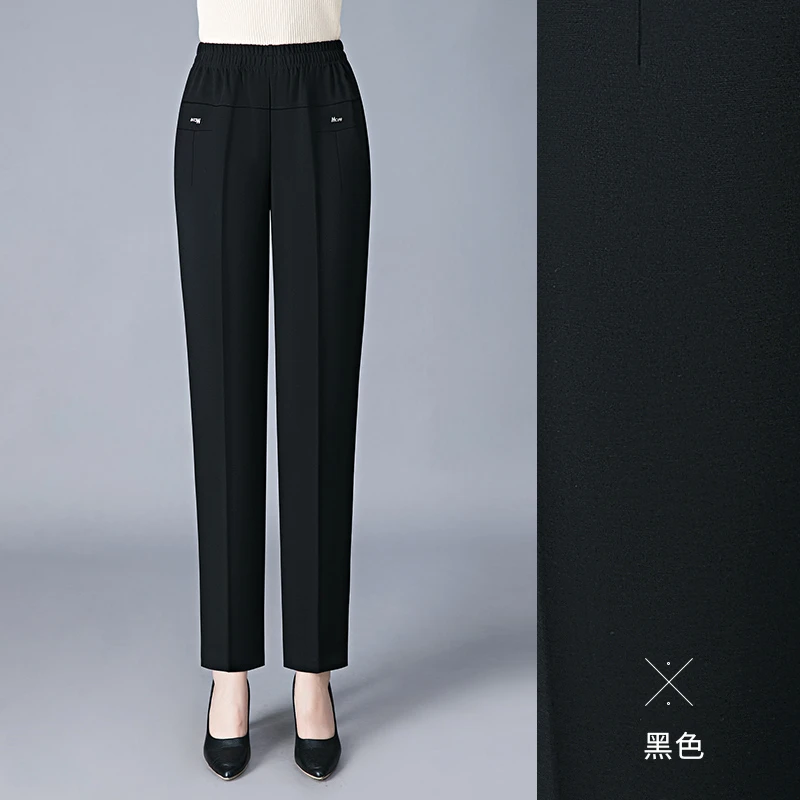 妈妈直筒裤秋冬新款女裤弹力宽松显瘦裤子中老年休闲裤高腰铅笔裤