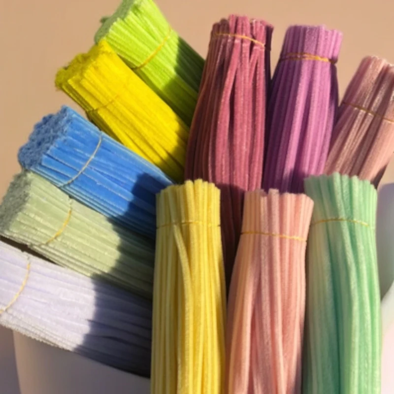 特调色马卡龙色彩色毛根扭扭棒手工花朵DIY材料加密款