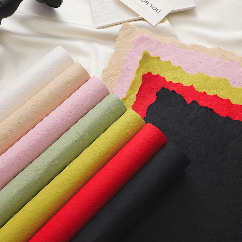 手撕东巴纸鲜花花束包装纸高级感纹理包花纸花店花艺材料韩式复古