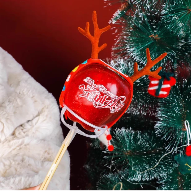 圣诞节苹果固定胶托平安夜礼物花束鹿角包装手工材料装饰