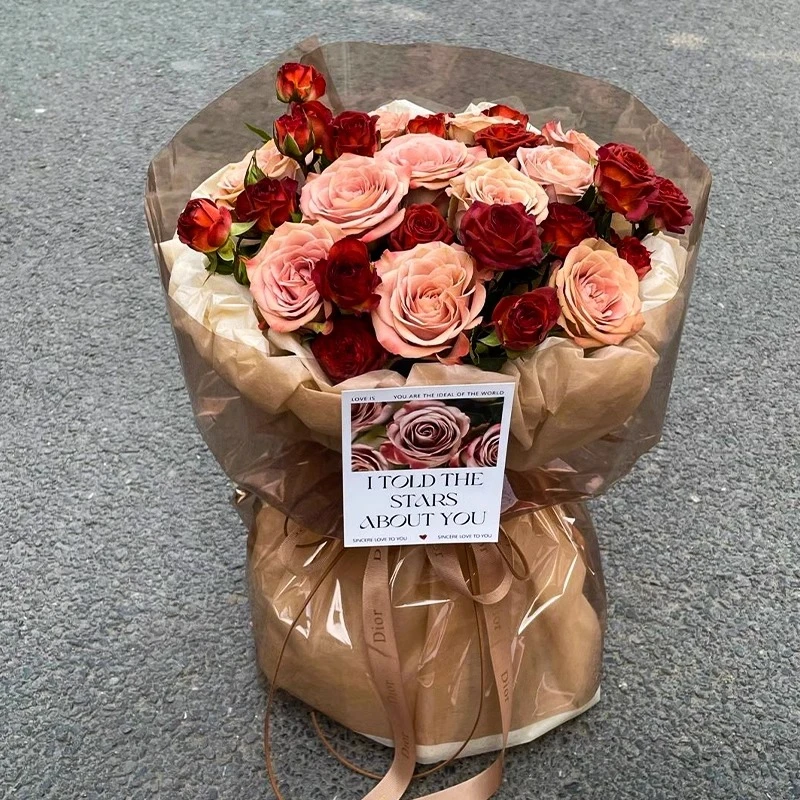 彩色玻璃纸OPP果冻膜防水透明水晶鲜花包装纸花束包花纸花艺高级