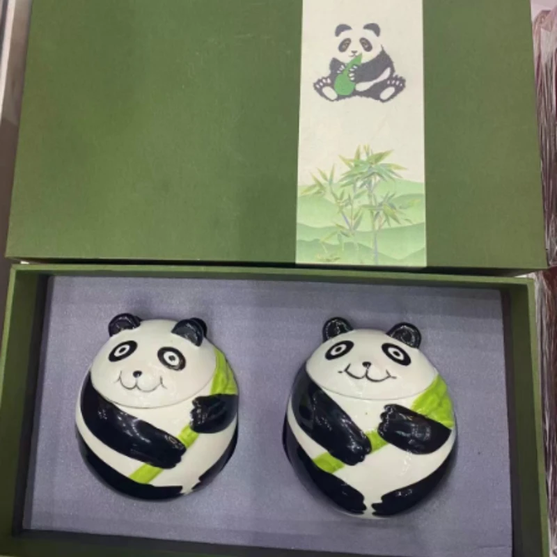陆卢缘 熊猫陶瓷碧螺春绿茶茶叶礼盒装年货送礼