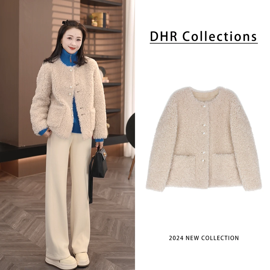 DHRCOLLECTTIONS豆豆梦乡冬季绵羊毛皮毛一体外套女-D7756女生