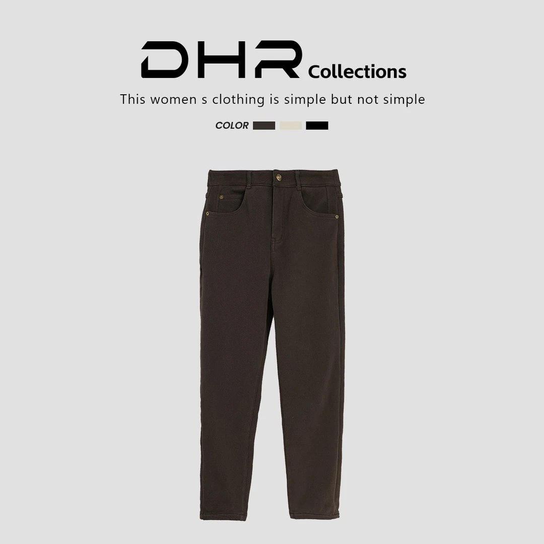 牛仔裤女加绒加厚新款烟管直筒高腰显瘦修身百搭弹力休闲裤D6863