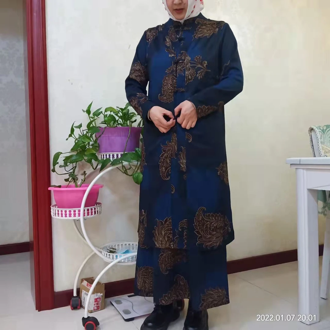 高档奶奶妈妈裙长款连衣裙两件套马甲和长款直筒衣服罗马针织