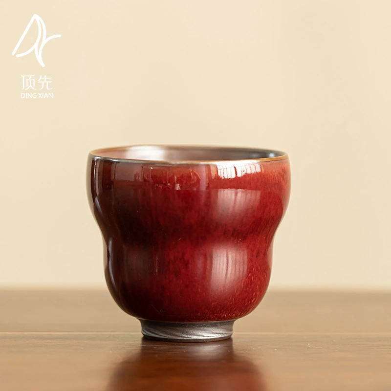 顶先 郎红冰花福禄临门杯主人杯功夫茶具中式陶瓷茶杯品茗杯A9887