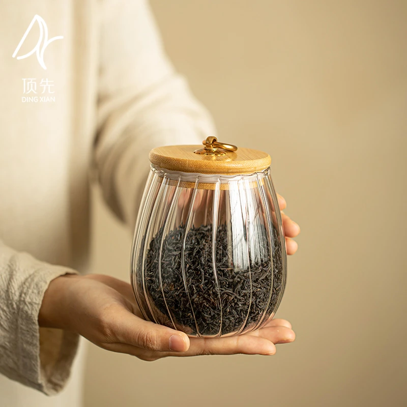 顶先 透明玻璃茶叶罐多功能储物罐子茶盒茶仓小茶罐 A2319