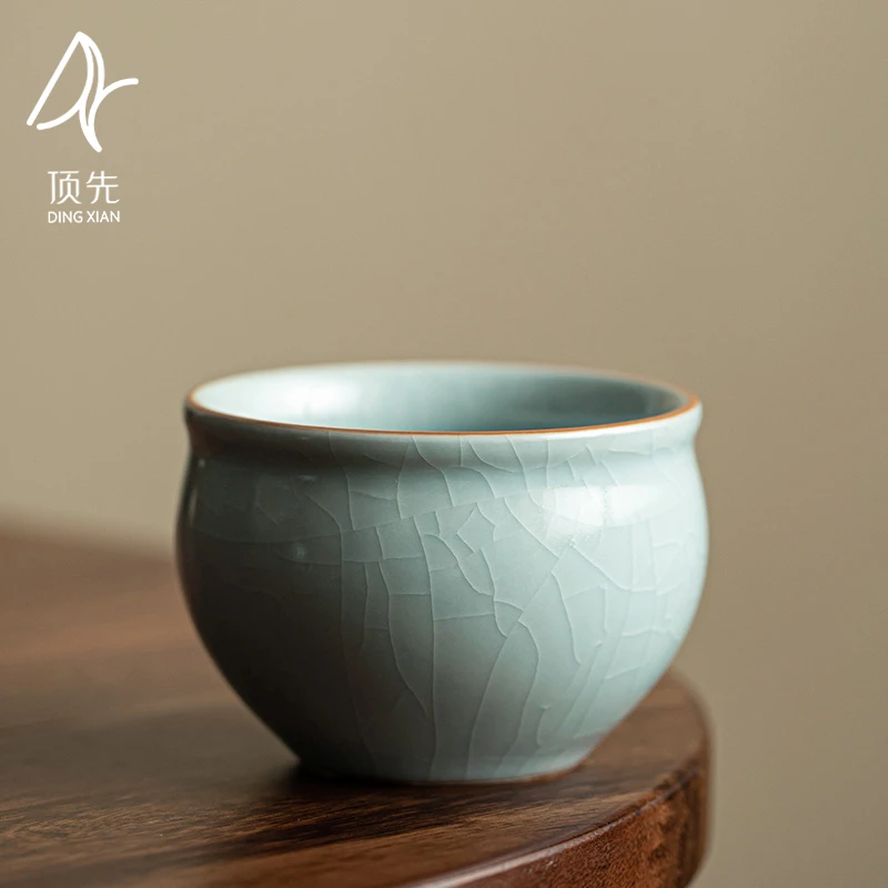 【达观说器】顶先 天青汝窑主人杯康熙通宝底款缸杯功夫茶杯 A7843