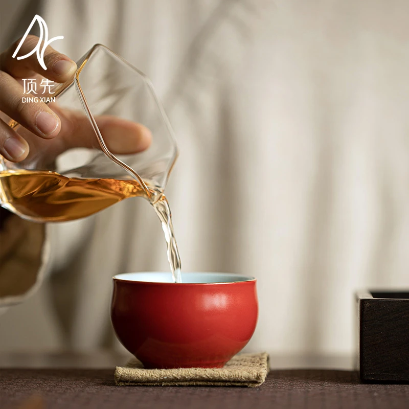 顶先  泥视界彩山楂红主人杯家用功夫茶具高档送礼 A8501