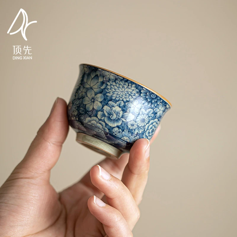 顶先 老陶泥开片可养万花主人杯茶杯陶瓷茶具中式品茗杯 A8198