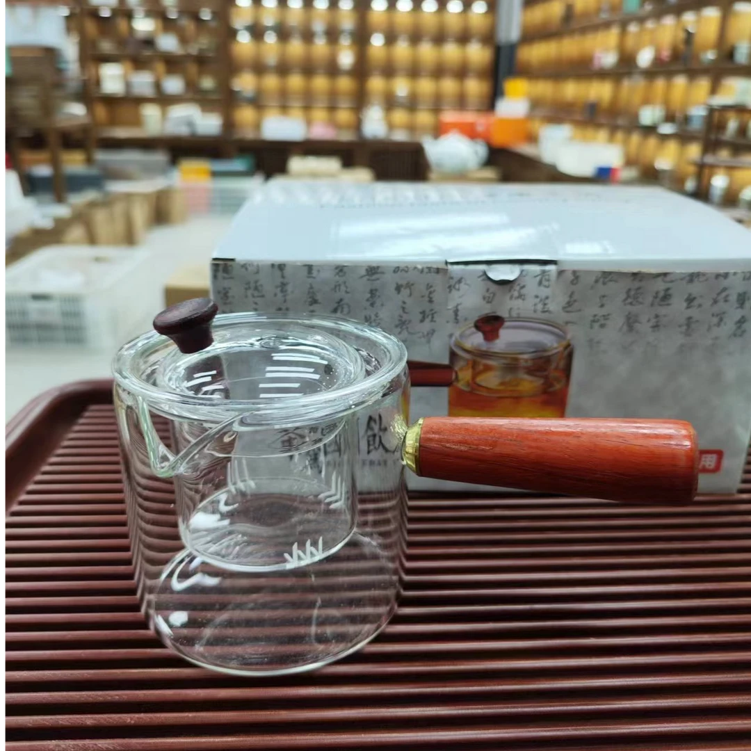 顶先 直觉煮茶器高硼硅玻璃侧把壶木把煮茶壶耐热家用泡茶壶A7351
