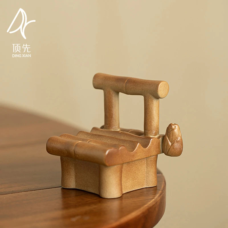 顶先 创意粗陶手机支架椅子个性茶道配件茶周边摆件 A10892