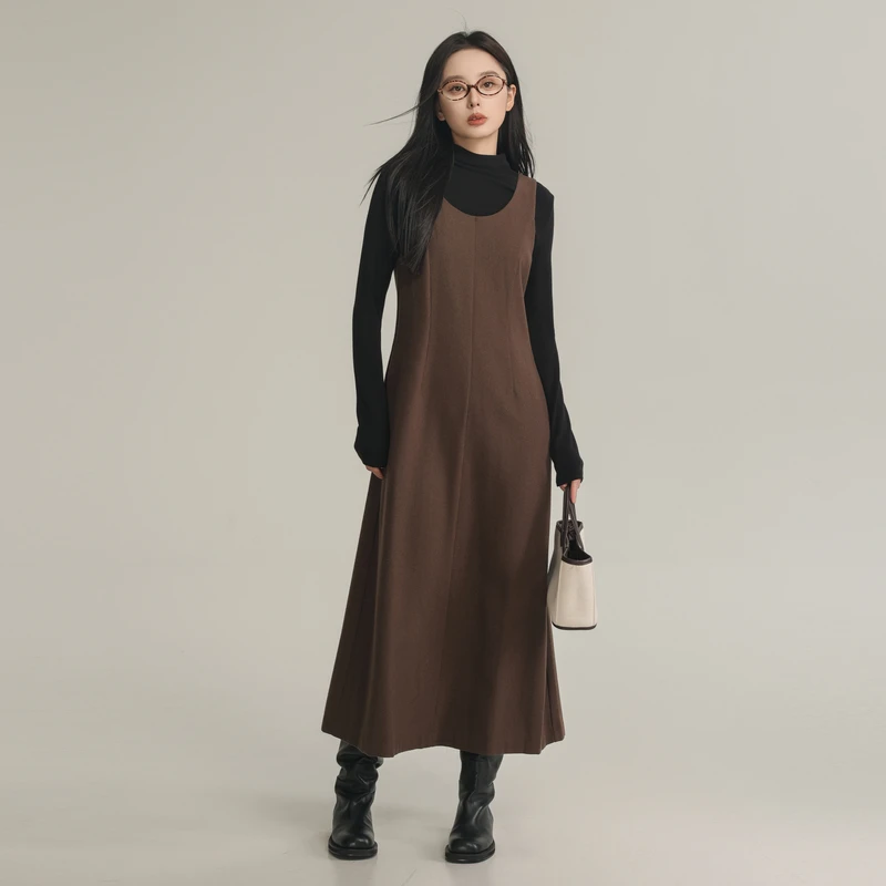 【浮力开价】冬款上新AIRIQI秋冬都市复古梭织连衣裙AF34LQ282