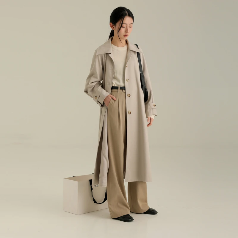 AIRIQI/爱惢崎【秋款上新】宽松简约长款风衣BZ31FY086