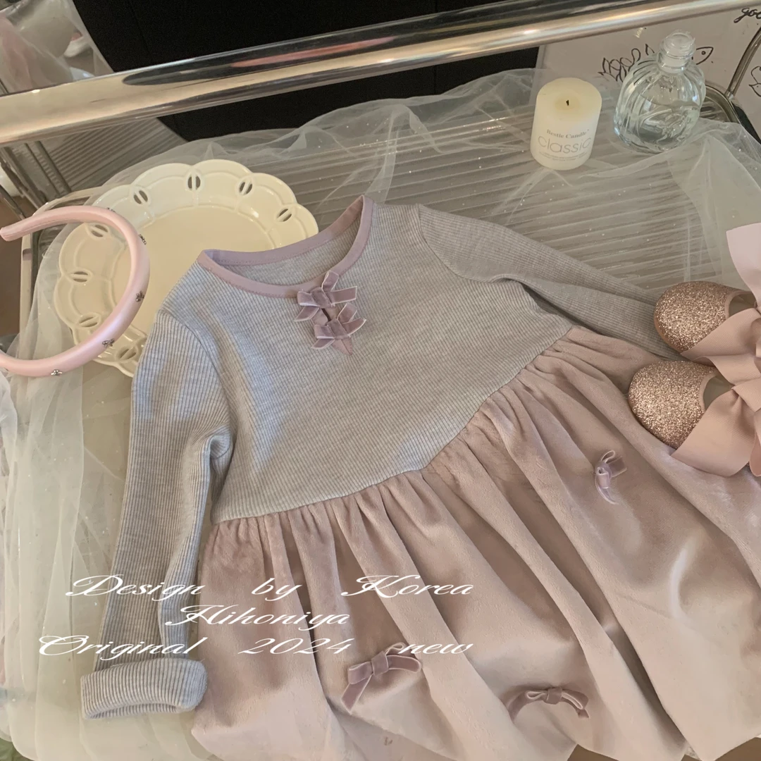 xian【莓果慕斯】六Hihoniya~2024秋季女童长袖洋气复古秋冬连衣裙