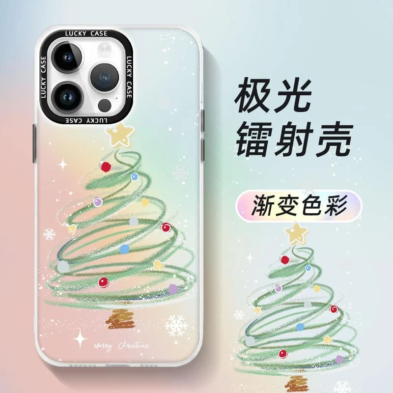 耶诞手机保护壳适用苹果15万圣节iphone15雪花华为nova11耶诞树p6