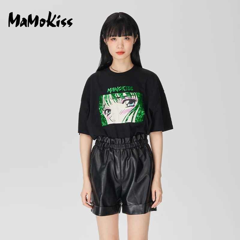 【SY精选】MAMOKISS 2022年秋季新品时尚印花圆领短袖T恤MKLW235204