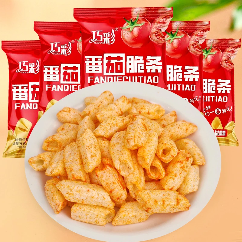 巧彩番茄味脆条番茄味空心薯条追剧零食小吃独立小包装零食批发