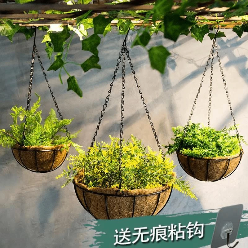 创意阳台吊篮花盆挂篮悬挂手工编织花篮上墙编藤吊柳挂草编装饰品