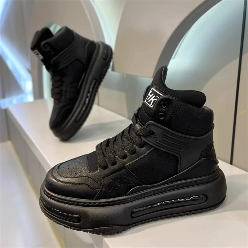 男鞋秋冬季2023爆款厚底保暖加绒鞋增高鞋时尚百搭高帮休闲鞋潮鞋
