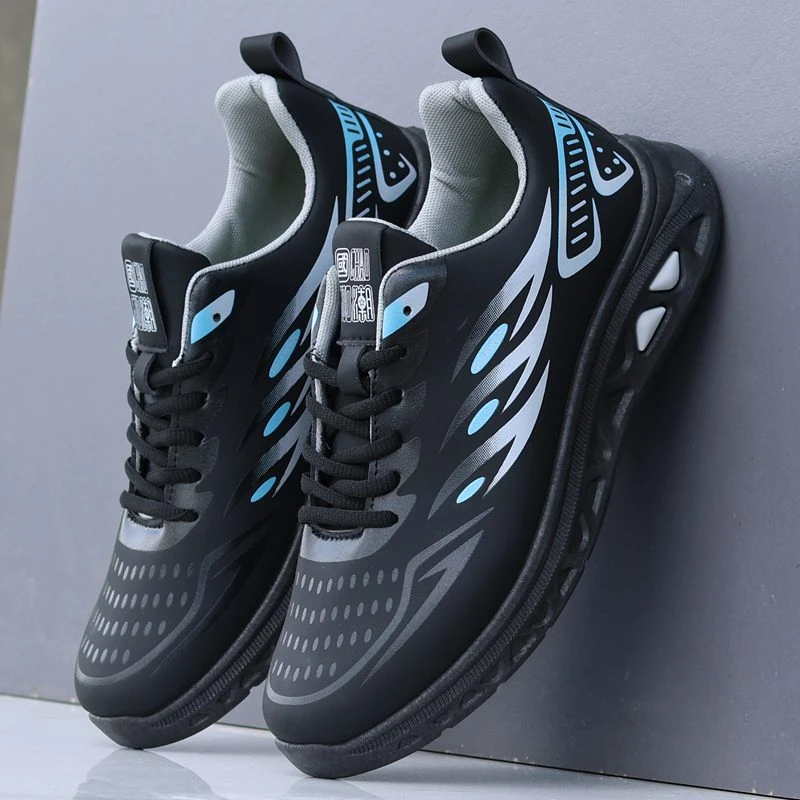 防水男鞋2024春秋季新款皮面休闲鞋防滑运动鞋潮鞋软底黑色工作鞋