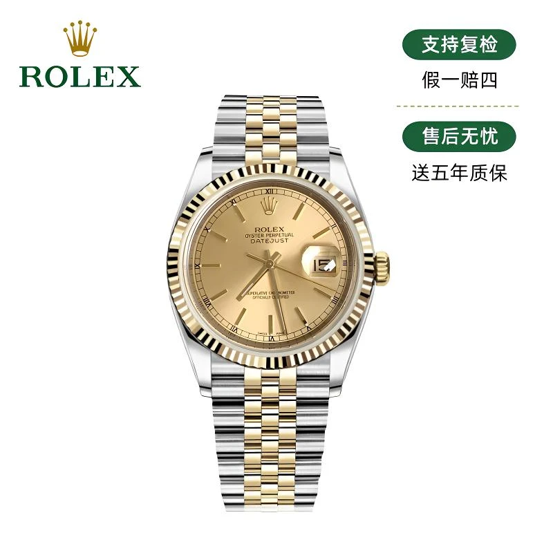 99新 Rolex/劳力士 日志/36mm/金条钉原盘/单表/12899/大扣金