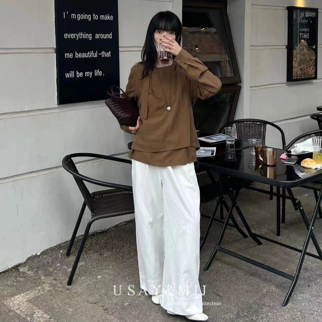 气质网红设计感时尚休闲宽松显瘦高腰减龄早秋阔腿裤0806-78327