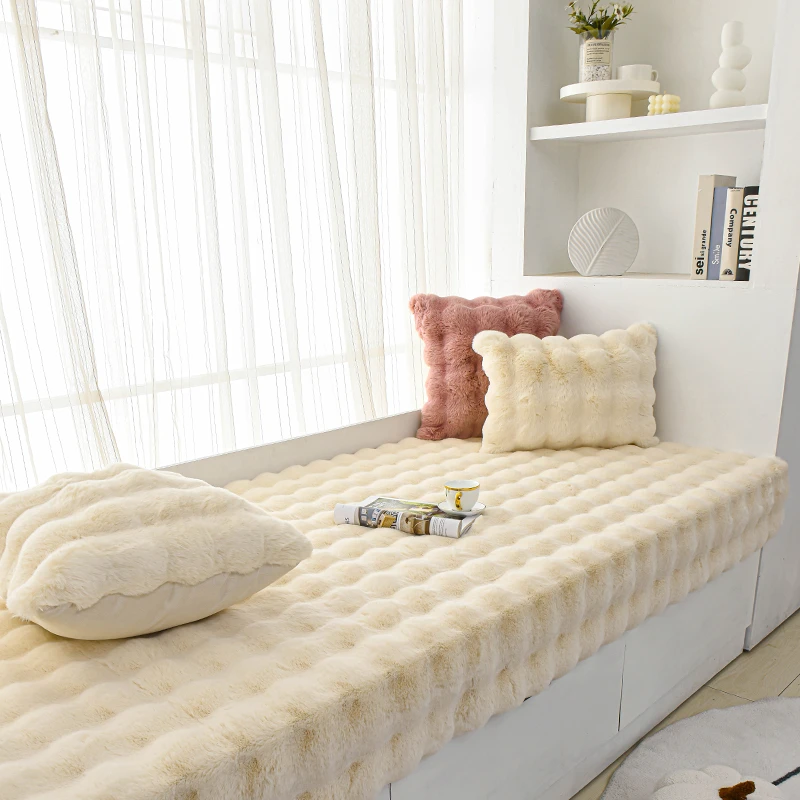 新款兔毛泡泡毛绒飘窗垫窗台垫泡泡毛绒网红卧室阳台加厚垫子定制