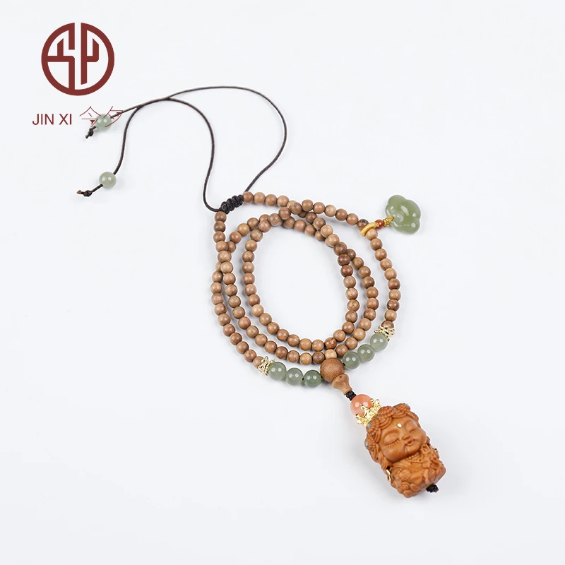 今夕 非金属项链 时尚气质老山檀度母吊坠挂坠项链女款檀香锁骨链